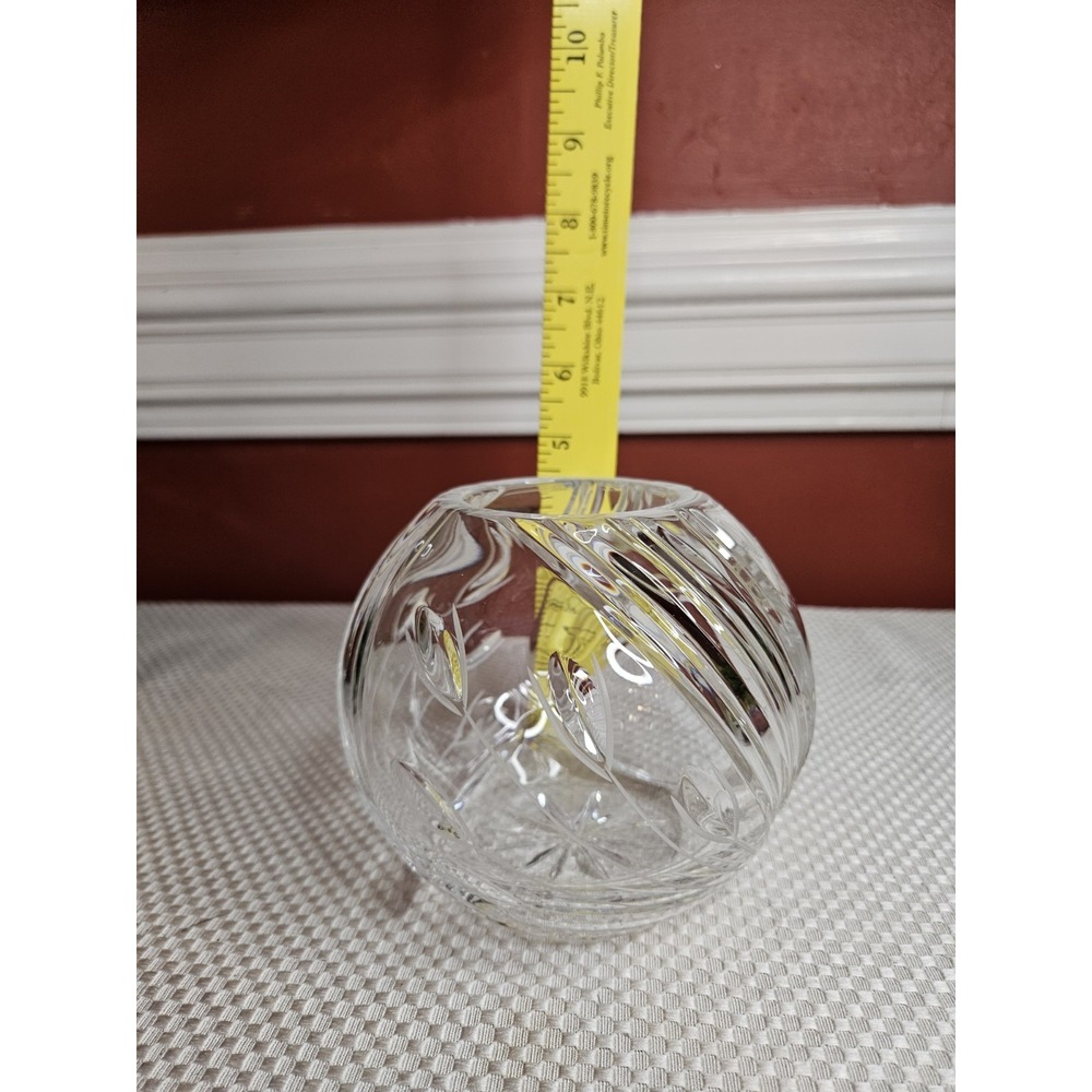 Vintage Nachtmann Munich Crystal Rose Bowl Vase West Germany Cut Glass Ball - Picture 6 of 7